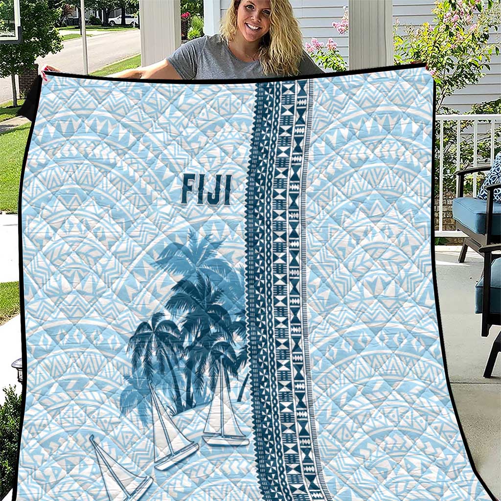 Fiji Regatta Quilt Palm Tree Tapa Pattern LT05 Blue - Polynesian Pride
