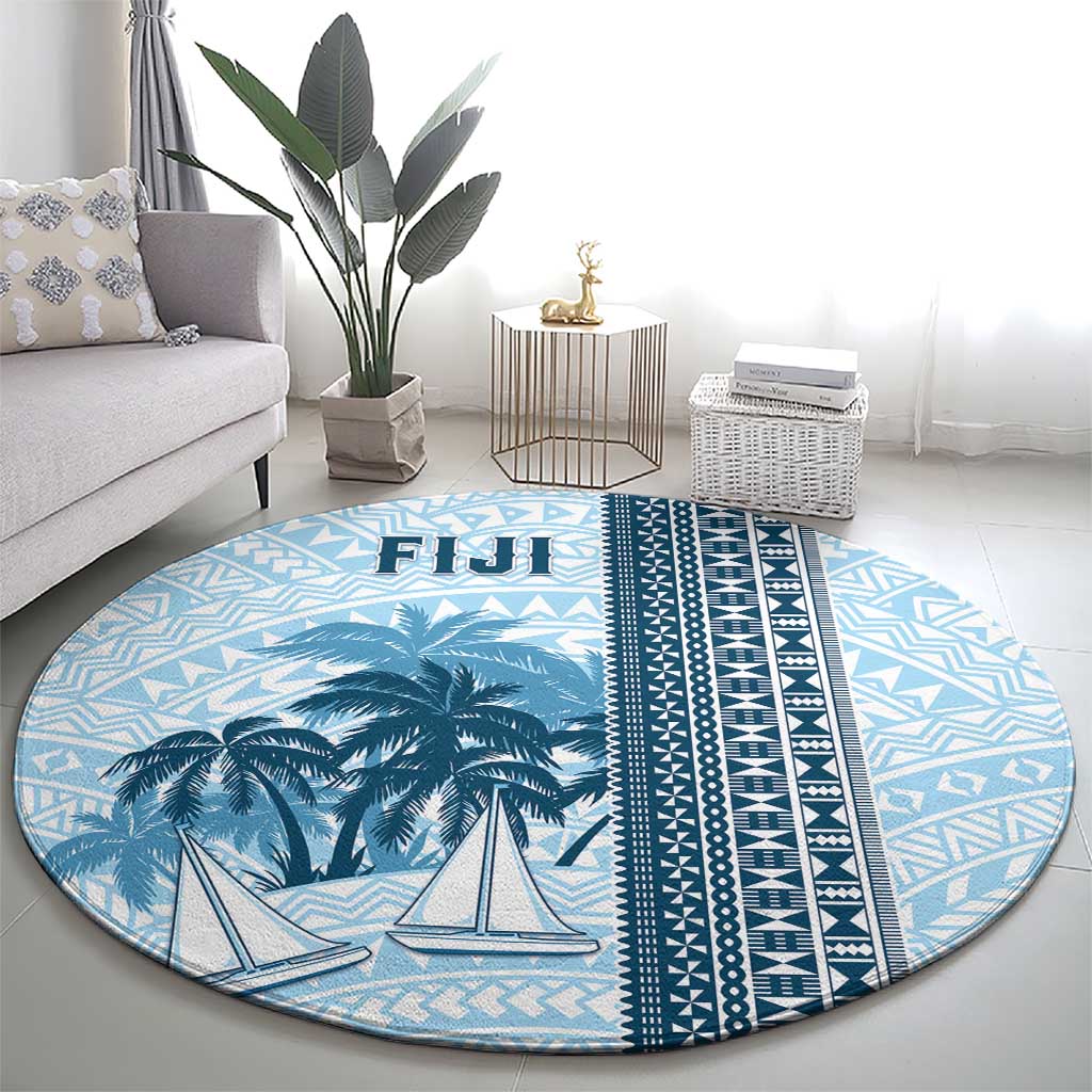 Fiji Regatta Round Carpet Palm Tree Tapa Pattern LT05 - Polynesian Pride