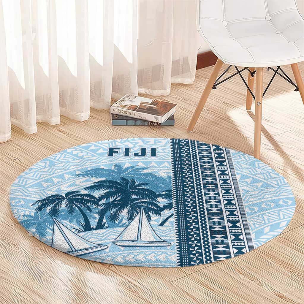 Fiji Regatta Round Carpet Palm Tree Tapa Pattern LT05 - Polynesian Pride