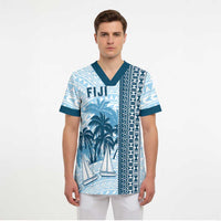 Custom Fiji Regatta Scrub Top Palm Tree Tapa Pattern LT05 - Polynesian Pride