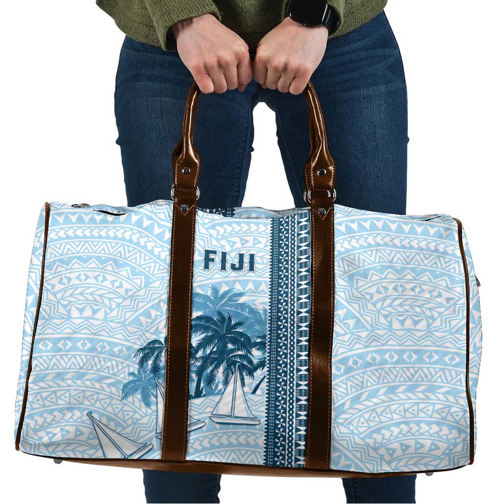 Fiji Regatta Travel Bag Palm Tree Tapa Pattern LT05 Blue - Polynesian Pride