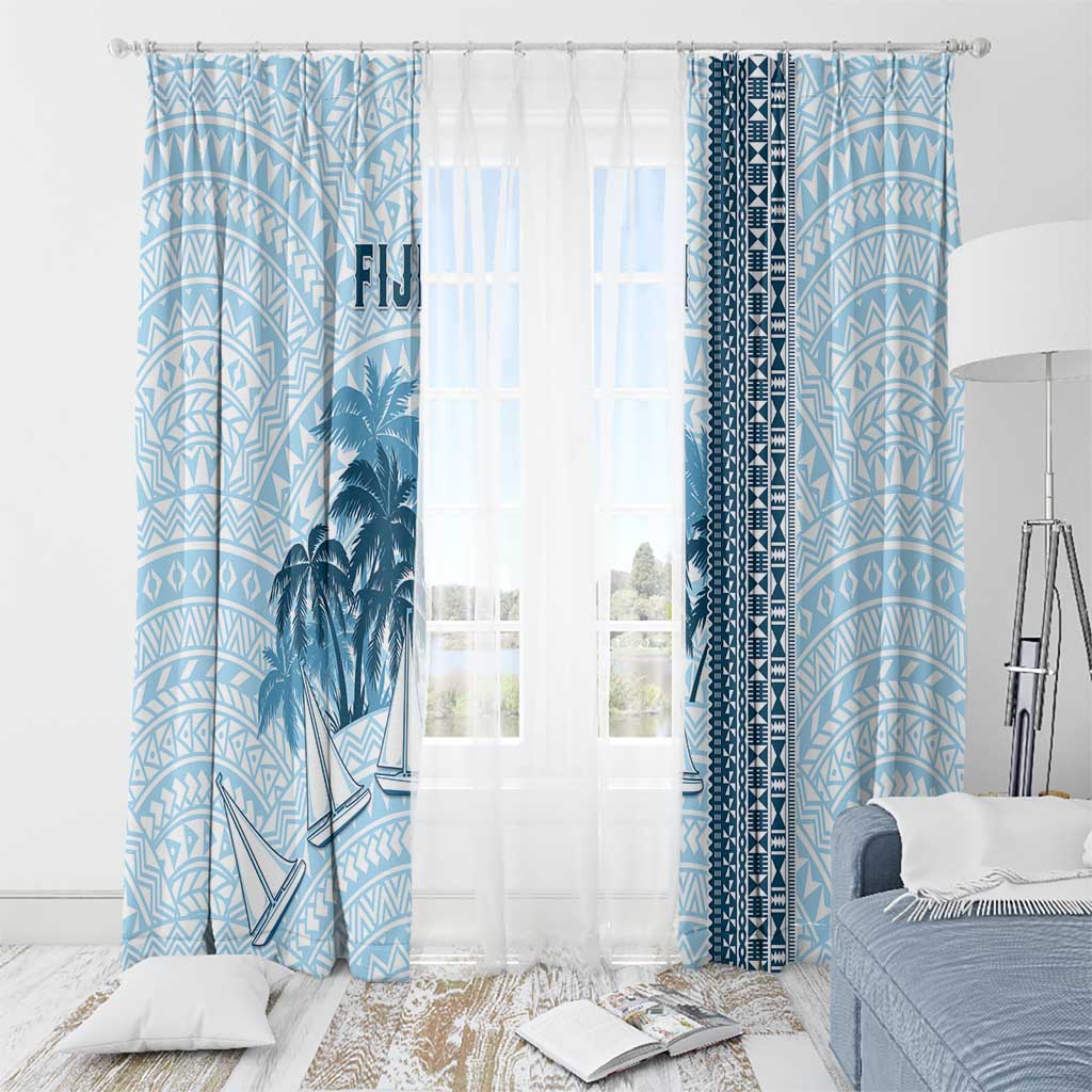 Fiji Regatta Window Curtain Palm Tree Tapa Pattern LT05 - Polynesian Pride