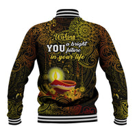 Happy Diwali Festival Baseball Jacket Diya Lamp Hibiscus Polynesian Pattern LT05 - Polynesian Pride