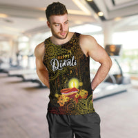Personalized Happy Diwali Festival Men Tank Top Diya Lamp Hibiscus Polynesian Pattern LT05 - Polynesian Pride