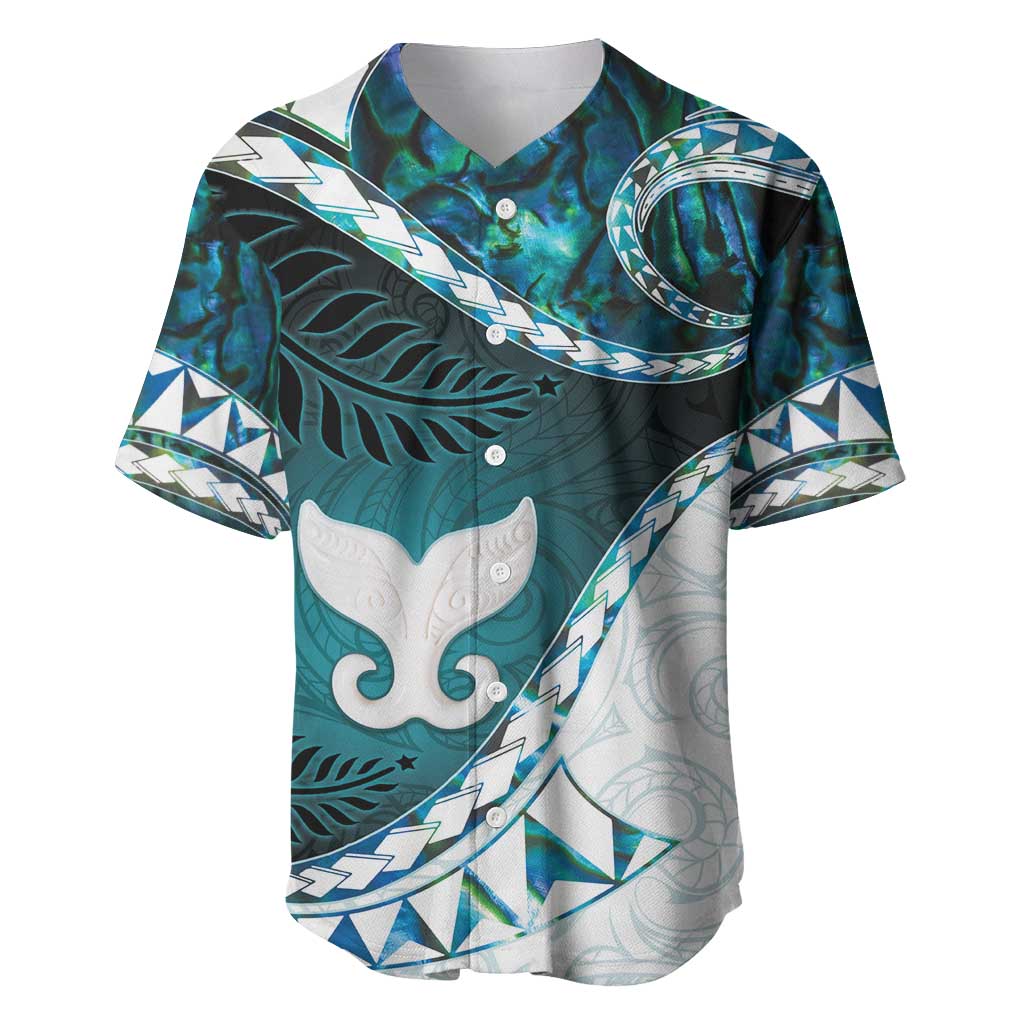Aotearoa New Zealand Baseball Jersey Maori Wera Paua Shell Teal Glitter LT05 Teal - Polynesian Pride