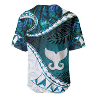 Aotearoa New Zealand Baseball Jersey Maori Wera Paua Shell Teal Glitter LT05 - Polynesian Pride