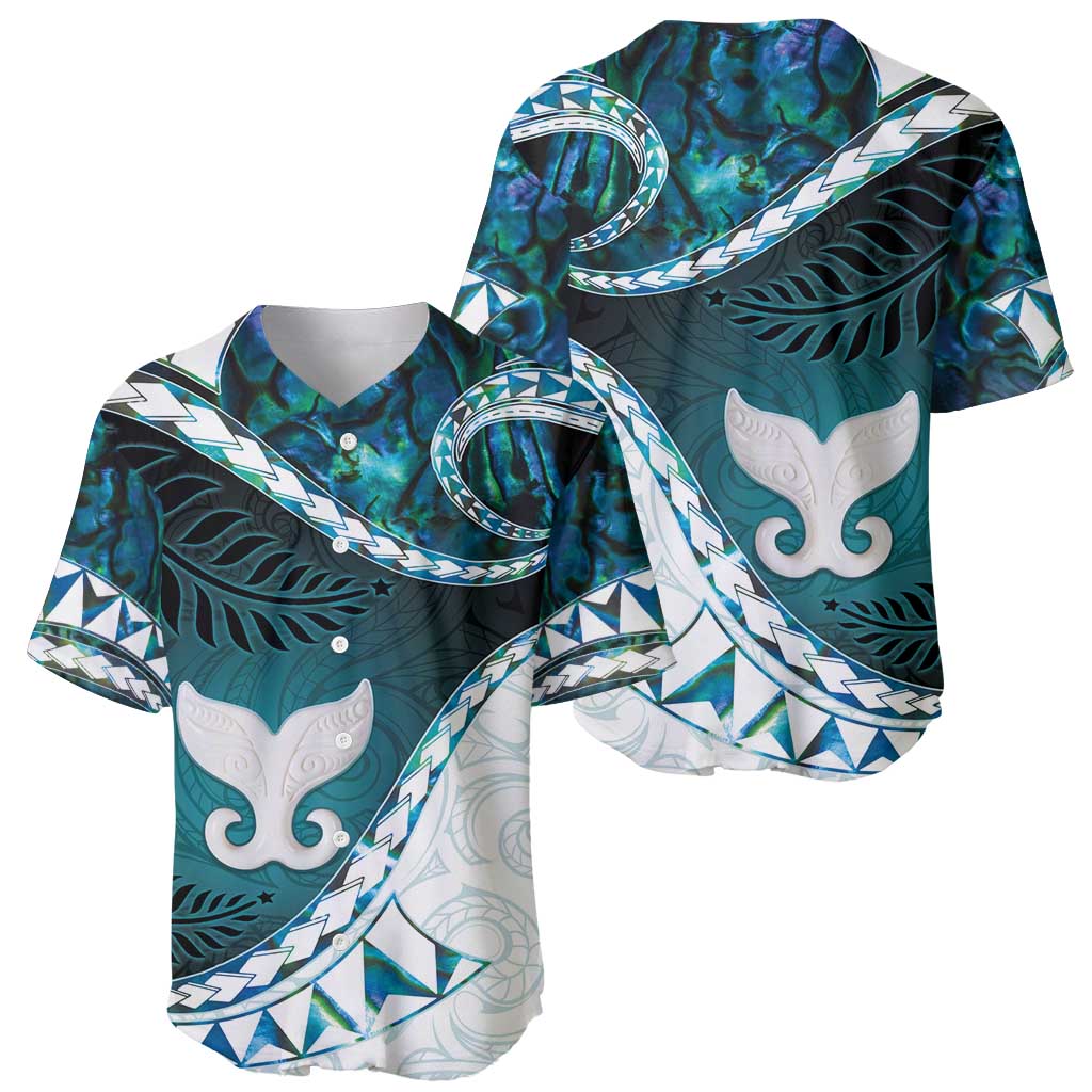 Aotearoa New Zealand Baseball Jersey Maori Wera Paua Shell Teal Glitter LT05 - Polynesian Pride