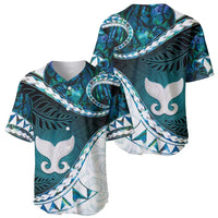 Aotearoa New Zealand Baseball Jersey Maori Wera Paua Shell Teal Glitter LT05 - Polynesian Pride