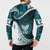 Aotearoa New Zealand Button Sweatshirt Maori Wera Paua Shell Teal Glitter