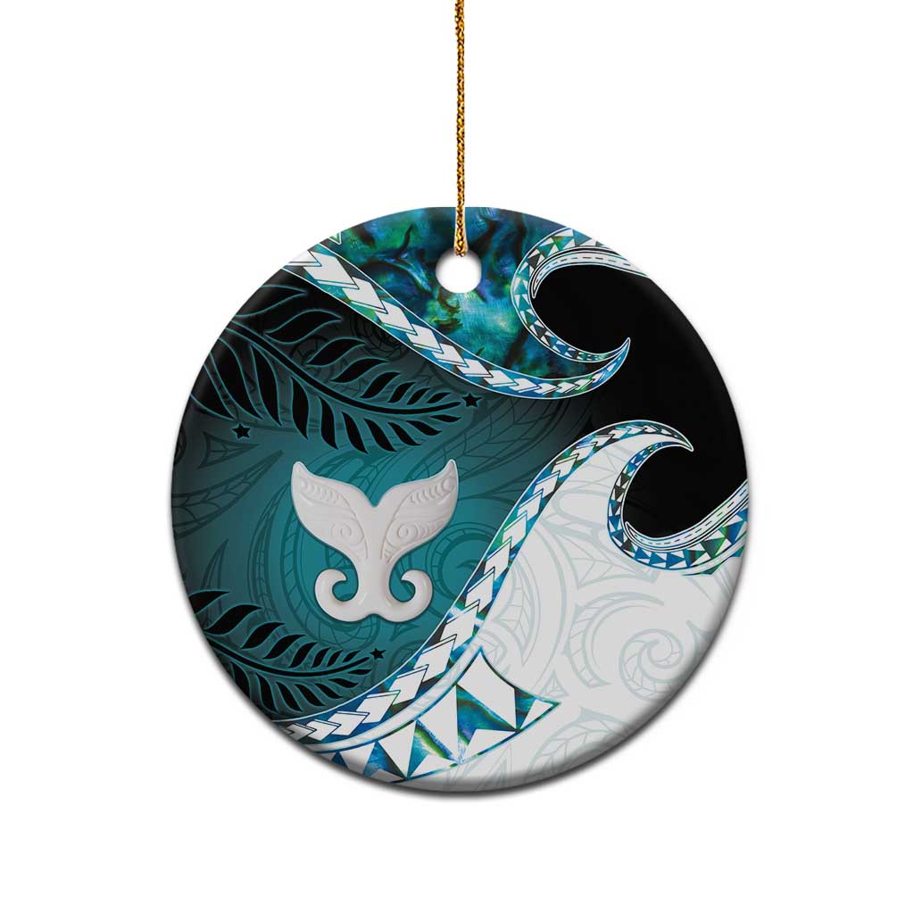 Aotearoa New Zealand Ceramic Ornament Maori Wera Paua Shell Teal Glitter LT05 - Polynesian Pride
