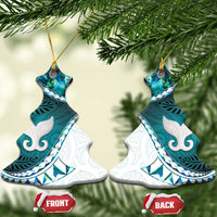 Aotearoa New Zealand Ceramic Ornament Maori Wera Paua Shell Teal Glitter LT05 Christmas Tree Teal - Polynesian Pride