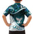 Aotearoa New Zealand Family Matching Long Sleeve Bodycon Dress and Hawaiian Shirt Maori Wera Paua Shell Teal Glitter