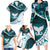 Aotearoa New Zealand Family Matching Long Sleeve Bodycon Dress and Hawaiian Shirt Maori Wera Paua Shell Teal Glitter