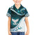 Aotearoa New Zealand Family Matching Off The Shoulder Long Sleeve Dress and Hawaiian Shirt Maori Wera Paua Shell Teal Glitter