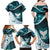 Aotearoa New Zealand Family Matching Off Shoulder Maxi Dress and Hawaiian Shirt Maori Wera Paua Shell Teal Glitter