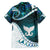 Aotearoa New Zealand Family Matching Off Shoulder Short Dress and Hawaiian Shirt Maori Wera Paua Shell Teal Glitter