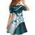 Aotearoa New Zealand Family Matching Short Sleeve Bodycon Dress and Hawaiian Shirt Maori Wera Paua Shell Teal Glitter