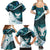 Aotearoa New Zealand Family Matching Summer Maxi Dress and Hawaiian Shirt Maori Wera Paua Shell Teal Glitter