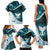 Aotearoa New Zealand Family Matching Tank Maxi Dress and Hawaiian Shirt Maori Wera Paua Shell Teal Glitter