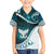 Aotearoa New Zealand Kid Hawaiian Shirt Maori Wera Paua Shell Teal Glitter