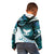 Aotearoa New Zealand Kid Hoodie Maori Wera Paua Shell Teal Glitter