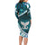 Aotearoa New Zealand Long Sleeve Bodycon Dress Maori Wera Paua Shell Teal Glitter