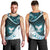 Aotearoa New Zealand Men Tank Top Maori Wera Paua Shell Teal Glitter