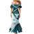 Aotearoa New Zealand Mermaid Dress Maori Wera Paua Shell Teal Glitter