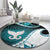 Aotearoa New Zealand Round Carpet Maori Wera Paua Shell Teal Glitter