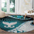 Aotearoa New Zealand Round Carpet Maori Wera Paua Shell Teal Glitter