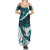 Aotearoa New Zealand Summer Maxi Dress Maori Wera Paua Shell Teal Glitter