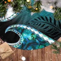 Aotearoa New Zealand Tree Skirt Maori Wera Paua Shell Teal Glitter LT05 - Polynesian Pride