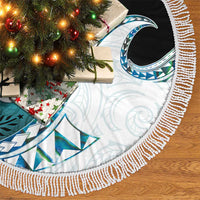 Aotearoa New Zealand Tree Skirt Maori Wera Paua Shell Teal Glitter LT05 - Polynesian Pride