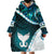 Aotearoa New Zealand Wearable Blanket Hoodie Maori Wera Paua Shell Teal Glitter