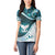 Aotearoa New Zealand Women Polo Shirt Maori Wera Paua Shell Teal Glitter