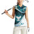 Aotearoa New Zealand Women Sleeveless Polo Shirt Maori Wera Paua Shell Teal Glitter