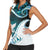 Aotearoa New Zealand Women Sleeveless Polo Shirt Maori Wera Paua Shell Teal Glitter