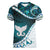 Aotearoa New Zealand Women V-Neck T-Shirt Maori Wera Paua Shell Teal Glitter