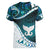 Aotearoa New Zealand Women V-Neck T-Shirt Maori Wera Paua Shell Teal Glitter