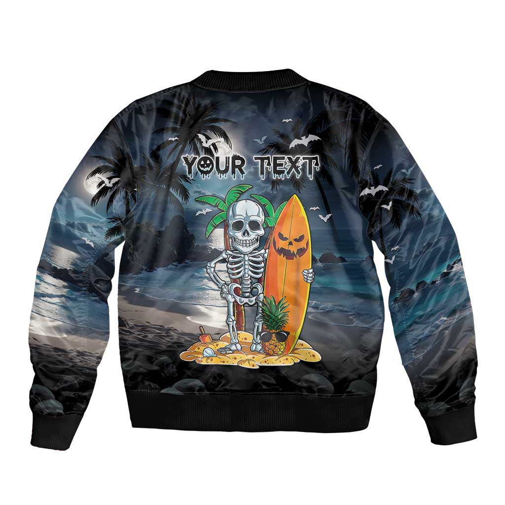 Personalised Hawaii Halloween Bomber Jacket Hallowaiian Skeleton Surf LT05 - Polynesian Pride
