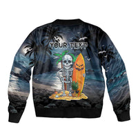 Personalised Hawaii Halloween Bomber Jacket Hallowaiian Skeleton Surf LT05 - Polynesian Pride