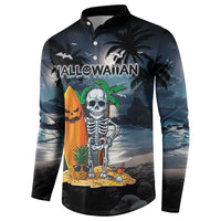 Personalised Hawaii Halloween Button Sweatshirt Hallowaiian Skeleton Surf LT05 - Polynesian Pride