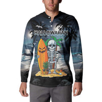 Personalised Hawaii Halloween Button Sweatshirt Hallowaiian Skeleton Surf LT05 - Polynesian Pride
