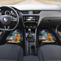 Hawaii Halloween Car Mats Hallowaiian Skeleton Surf LT05 Set 2pcs - Front Black - Polynesian Pride