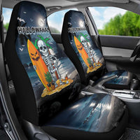 Hawaii Halloween Car Seat Cover Hallowaiian Skeleton Surf LT05 - Polynesian Pride
