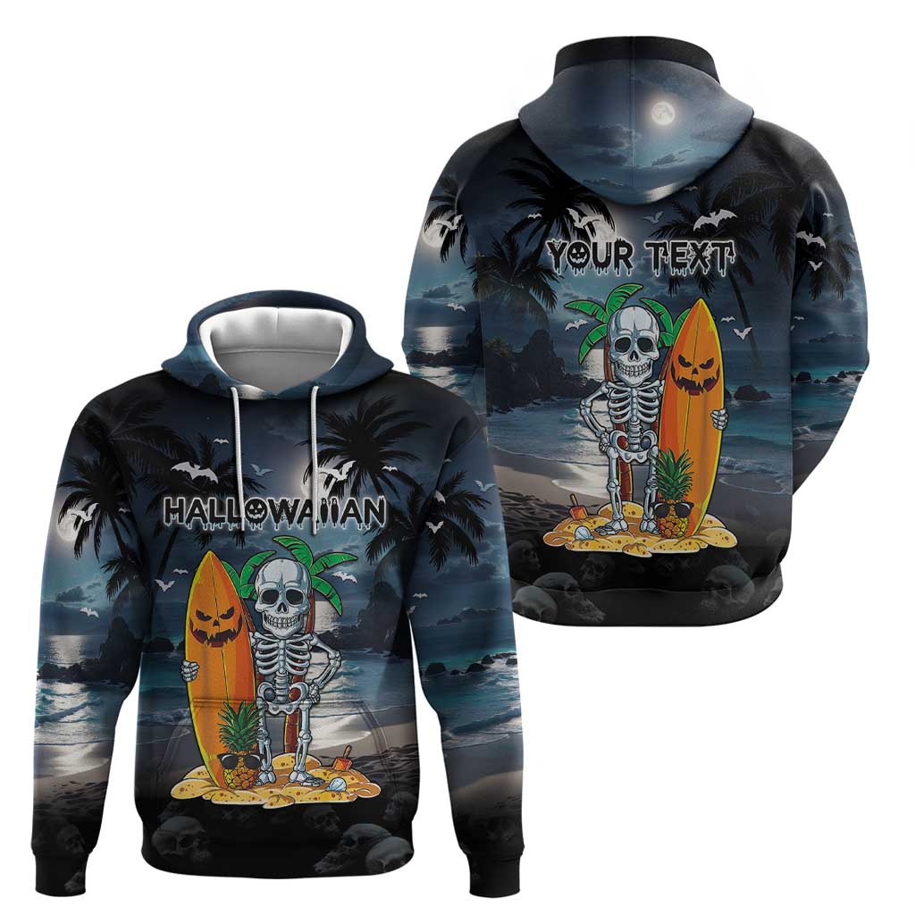 Personalised Hawaii Halloween Hoodie Hallowaiian Skeleton Surf LT05 - Polynesian Pride