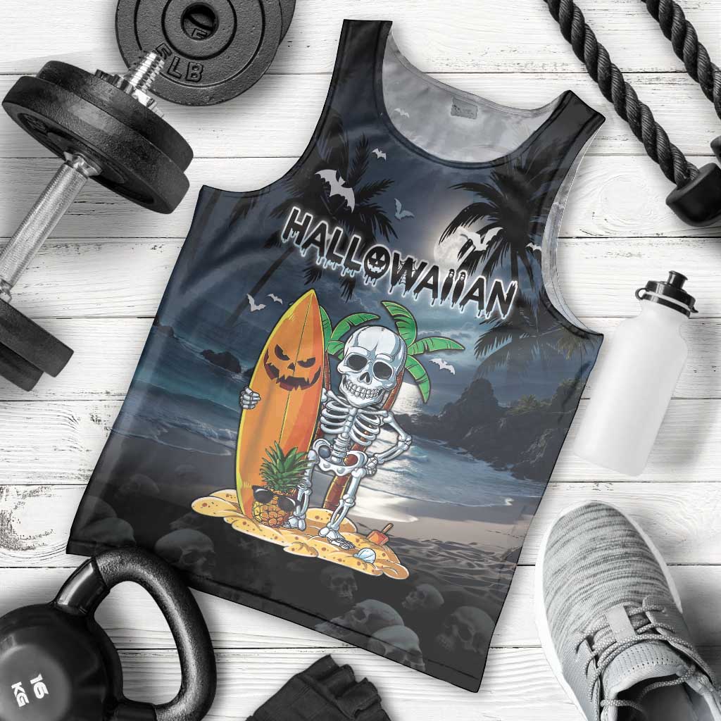 Personalised Hawaii Halloween Men Tank Top Hallowaiian Skeleton Surf LT05 - Polynesian Pride