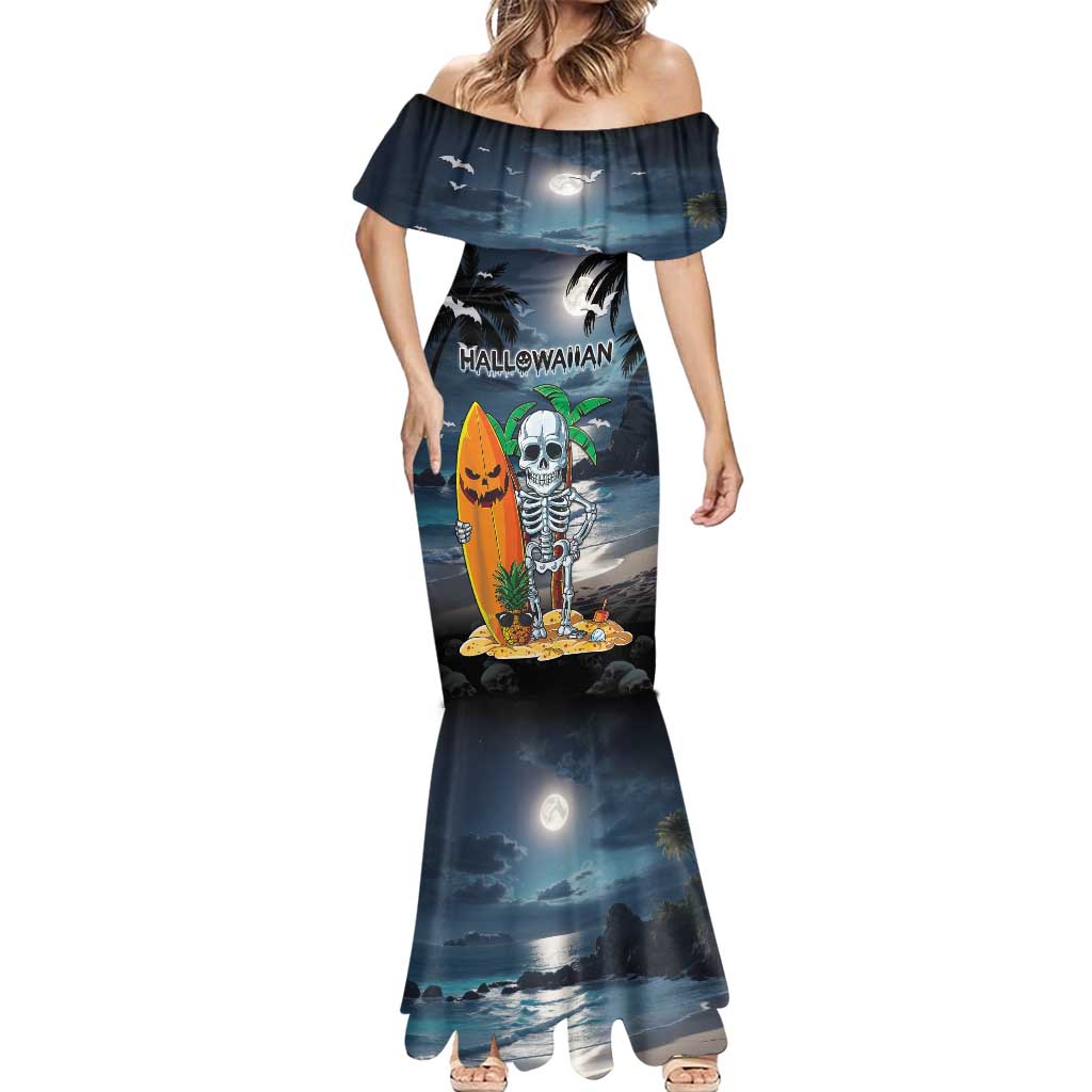 Personalised Hawaii Halloween Mermaid Dress Hallowaiian Skeleton Surf LT05 - Polynesian Pride