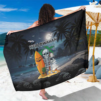 Hawaii Halloween Sarong Hallowaiian Skeleton Surf LT05 One Size 44 x 66 inches Black - Polynesian Pride
