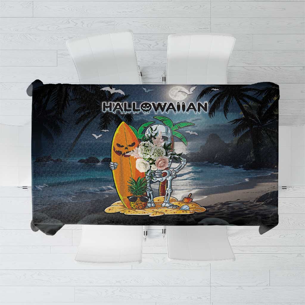 Hawaii Halloween Tablecloth Hallowaiian Skeleton Surf LT05 Black - Polynesian Pride